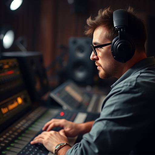 Mastering engineer working in a studio